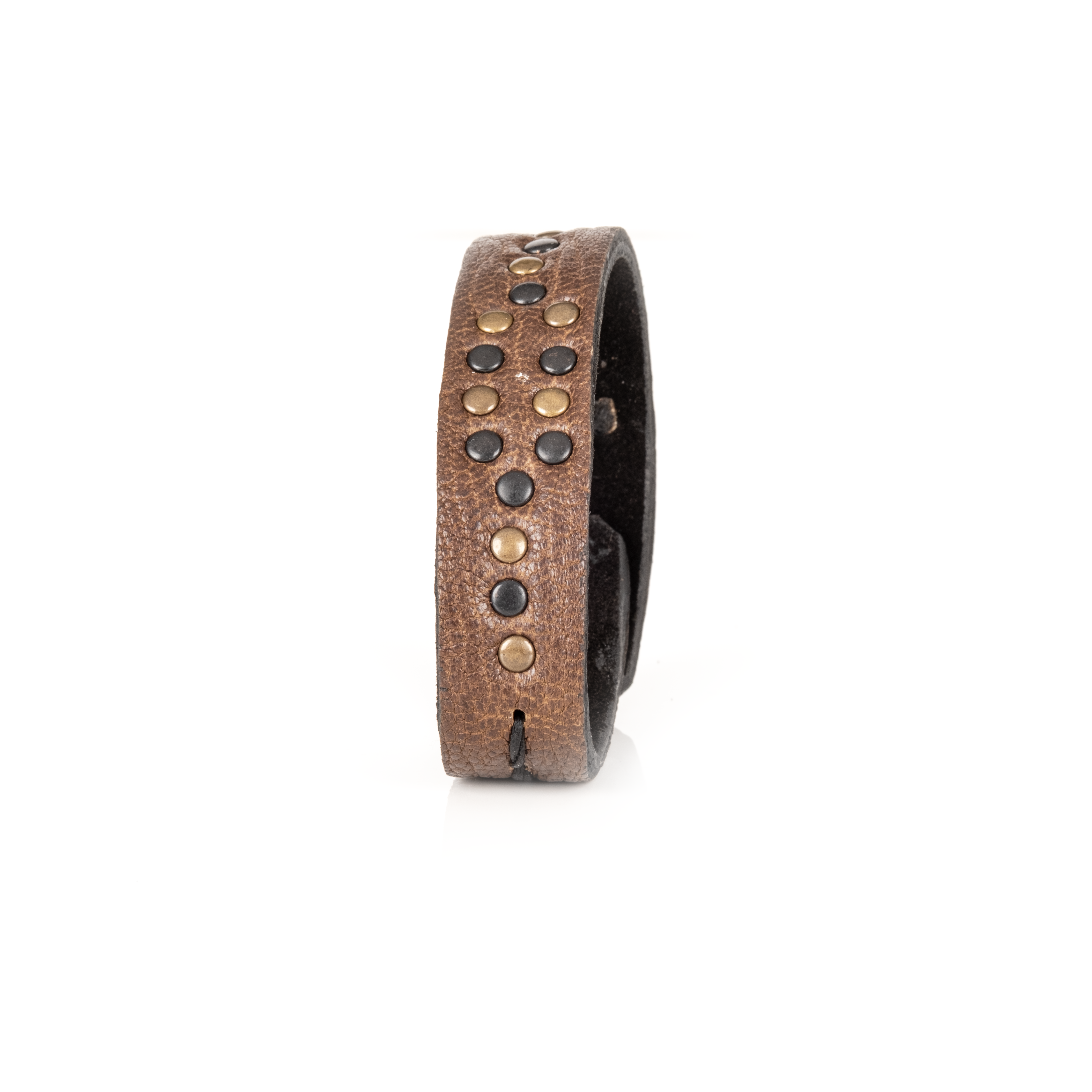 Urban Stud Leather Cuff Handcrafted Brown Men’s Bracelet