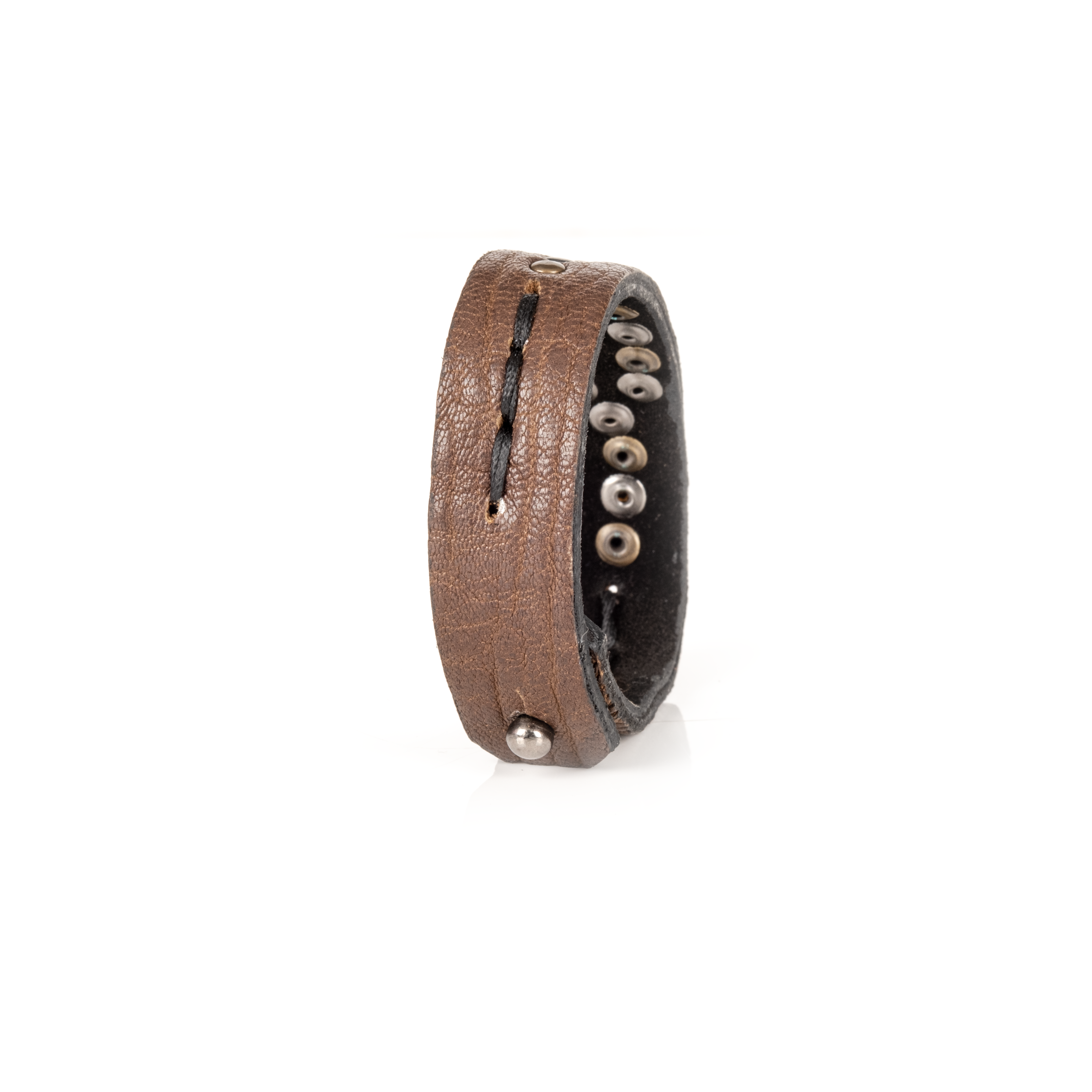 Urban Stud Leather Cuff Handcrafted Brown Men’s Bracelet