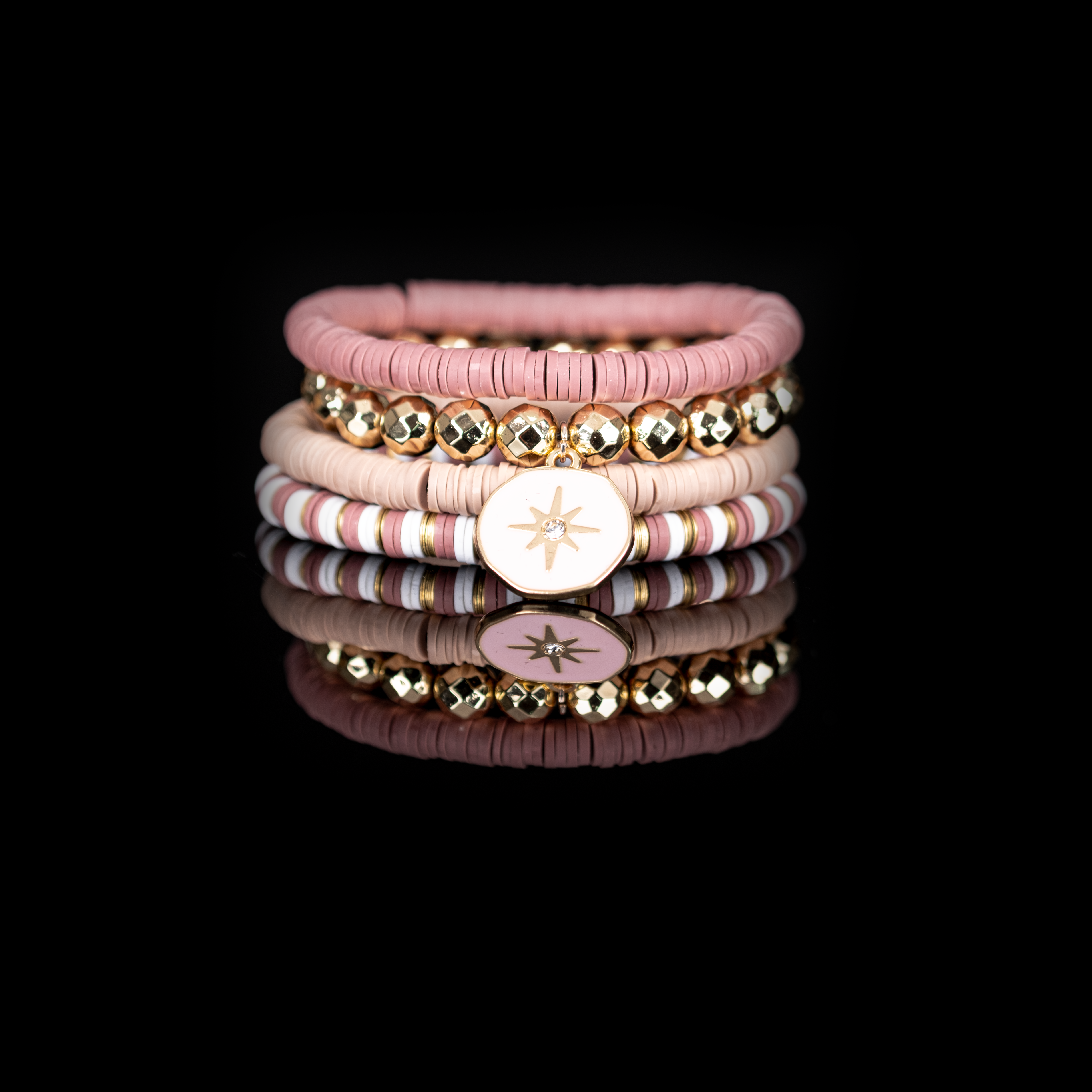 Celestial Muse Blush & Gold Bracelet Set