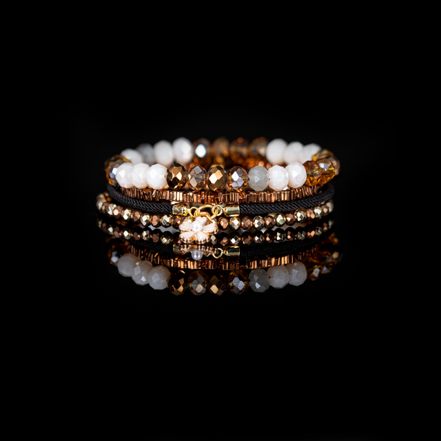 Midnight Ember Bronze Crystal Bracelet Set