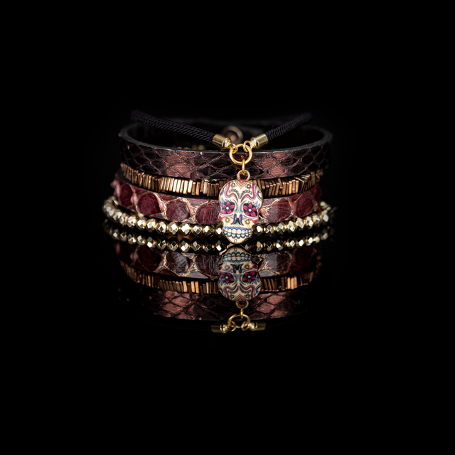 Rebel Soul Python & Skull Charm Bracelet Set