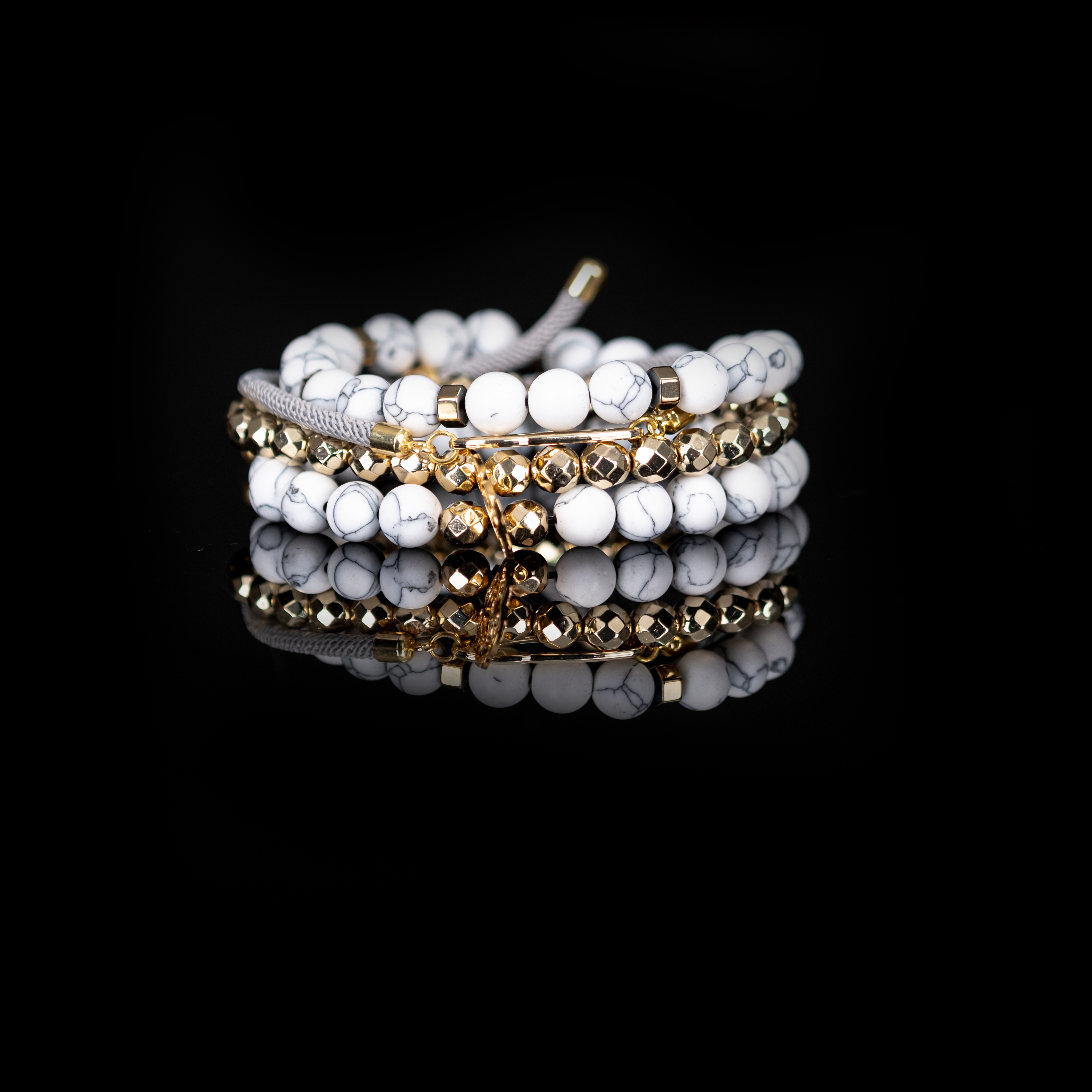 Layered Bead Stack Bracelet White Ritual Pin
