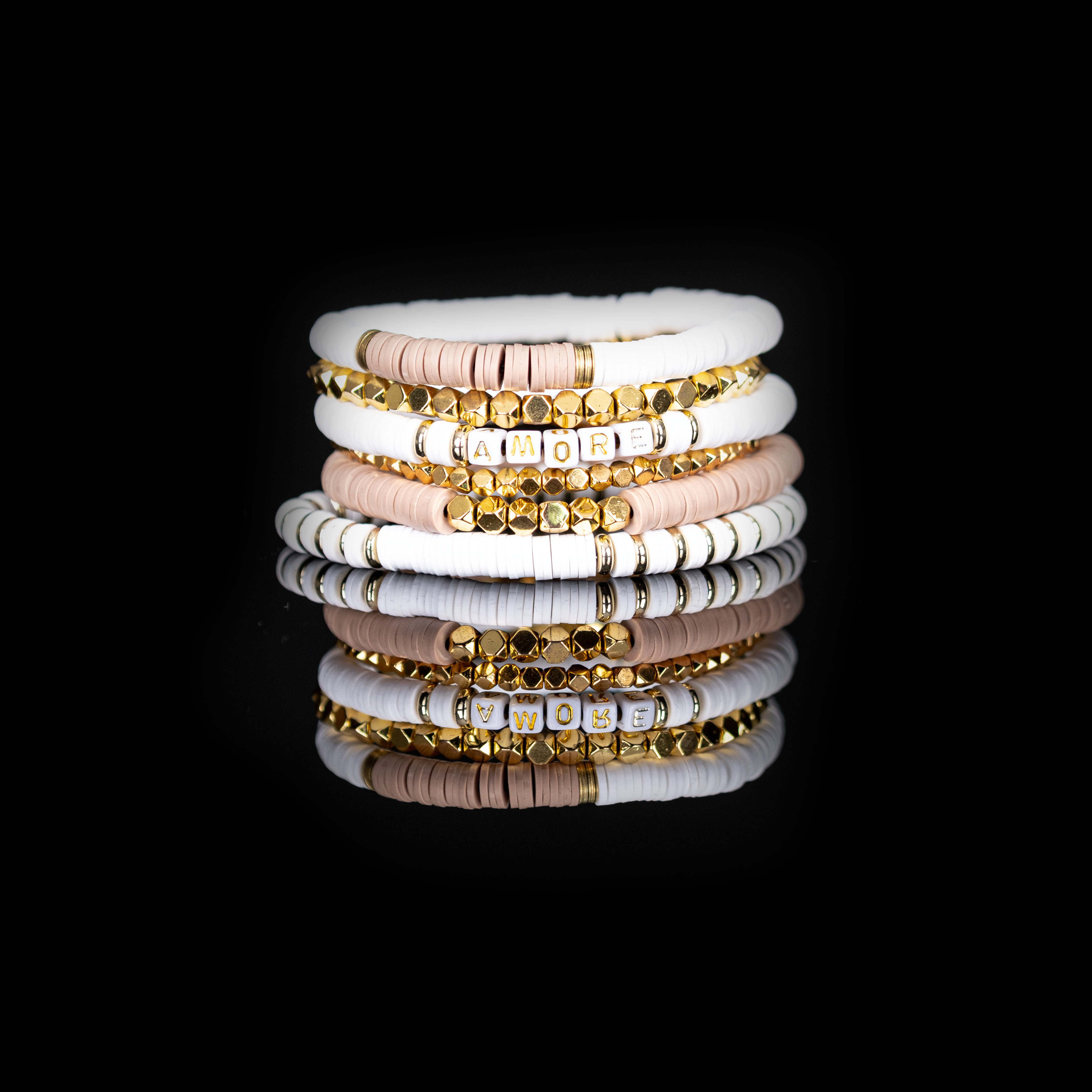 Layered Bead Stack Bracelet Amore Gold