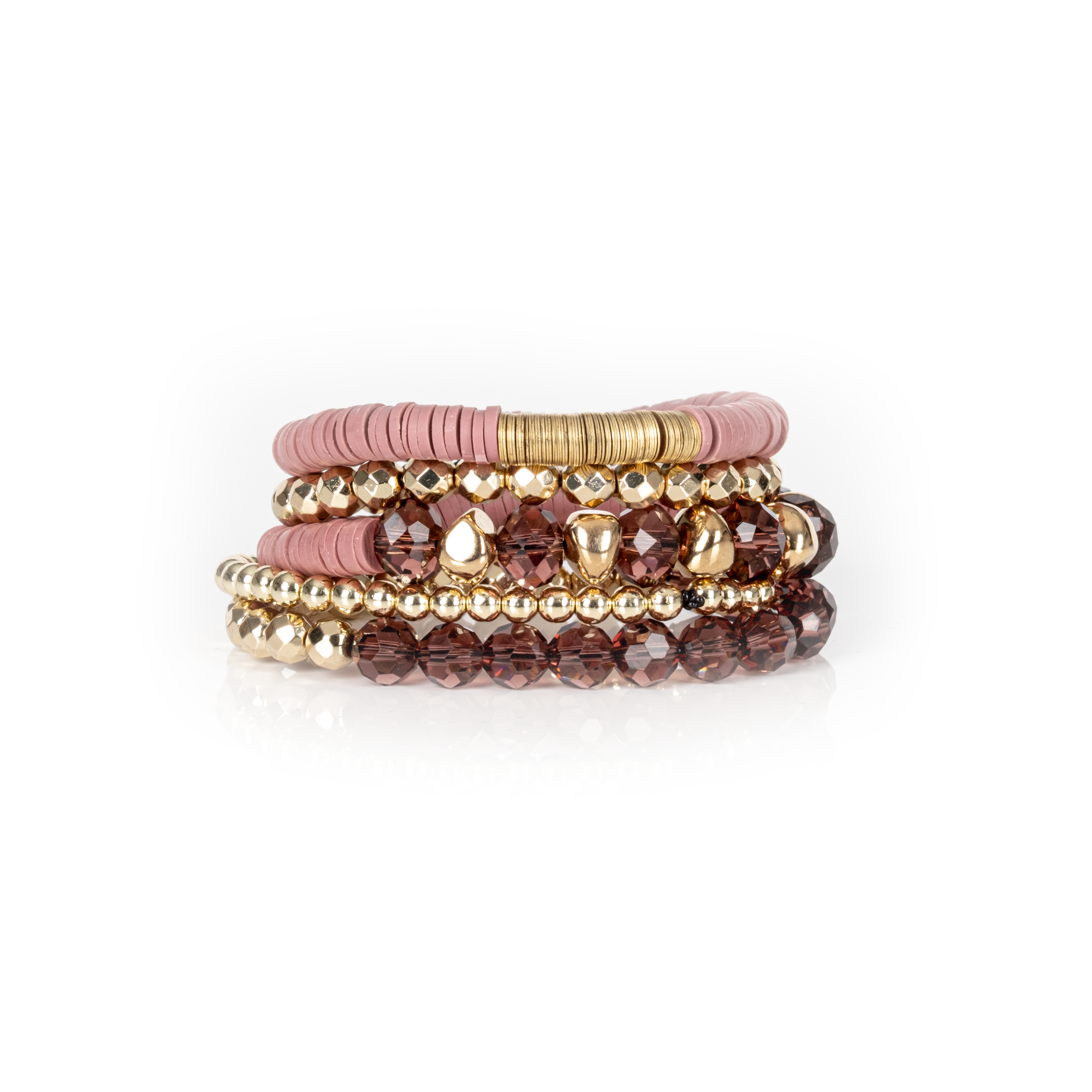 Layered Bead Stack Bracelet Blush Gold
