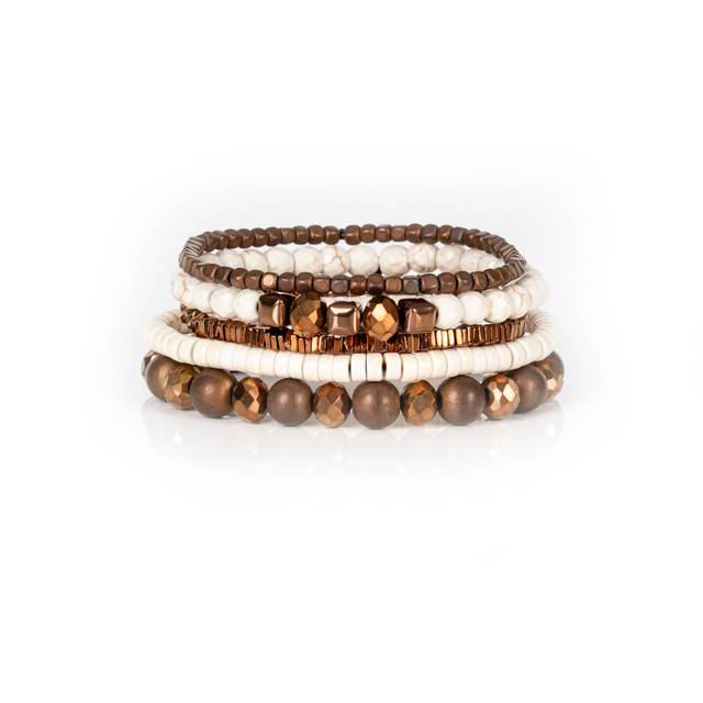 Layered Bead Stack Bracelet Raw Earth Copper