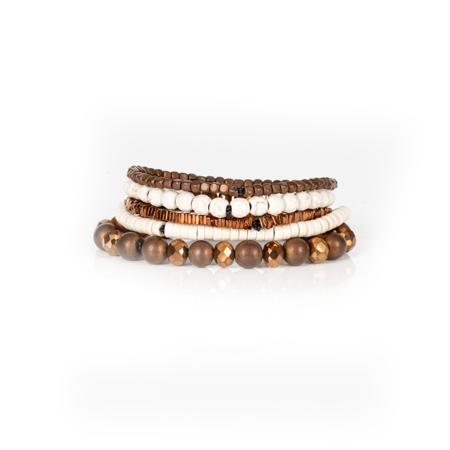 Layered Bead Stack Bracelet Raw Earth Copper