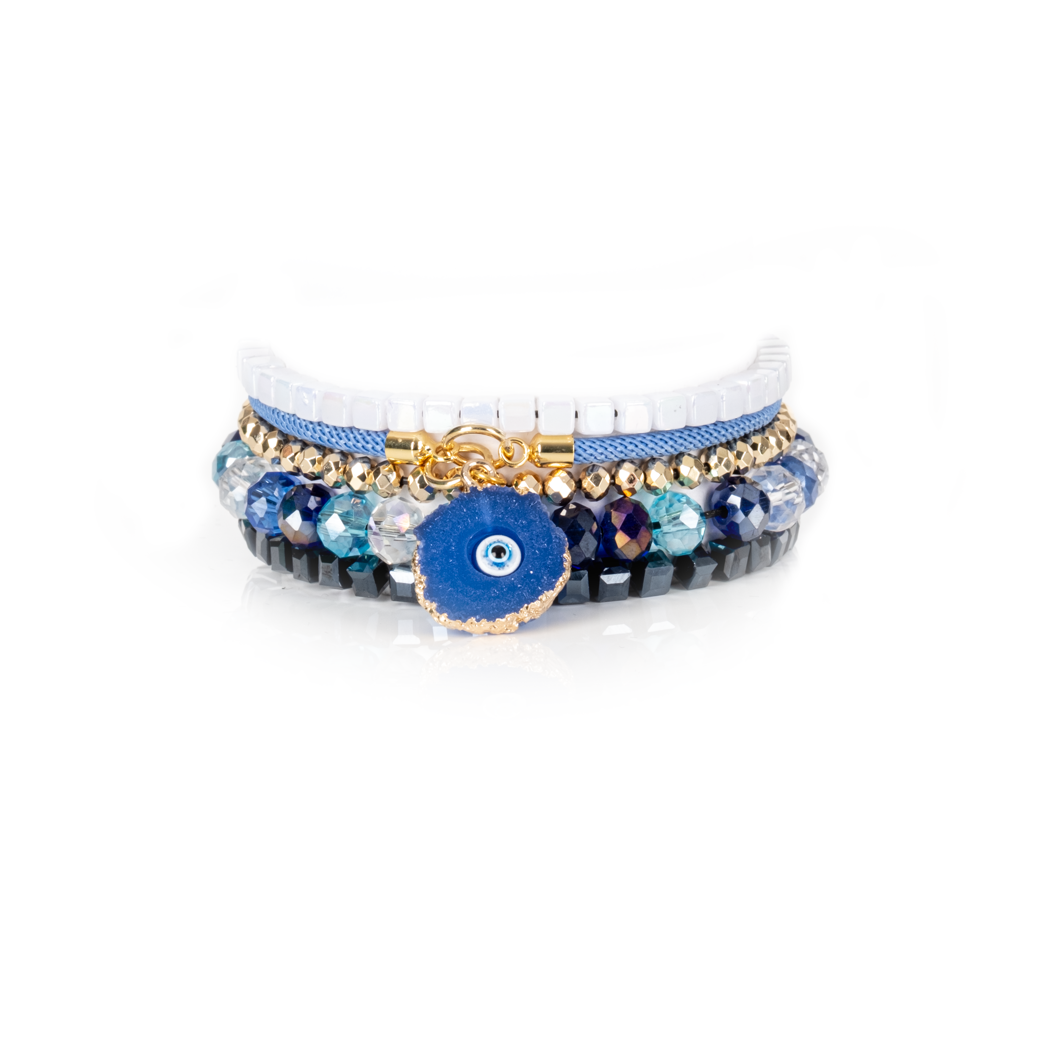Blue Evil Eye Crystal Stack Bracelet