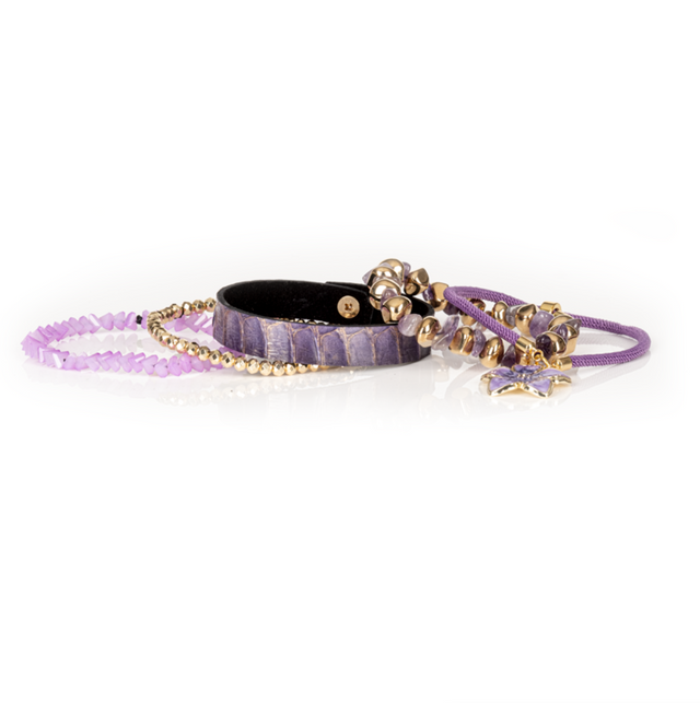 Violet Bloom Amethyst & Gold Bracelet Set