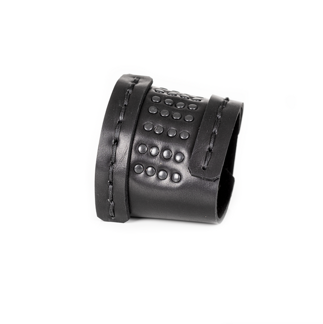 Men’s Wide Black Leather Studded Cuff Bracelet