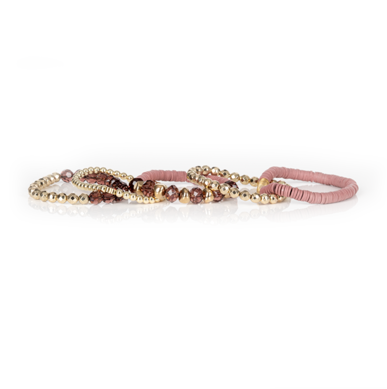 Layered Bead Stack Bracelet Blush Gold