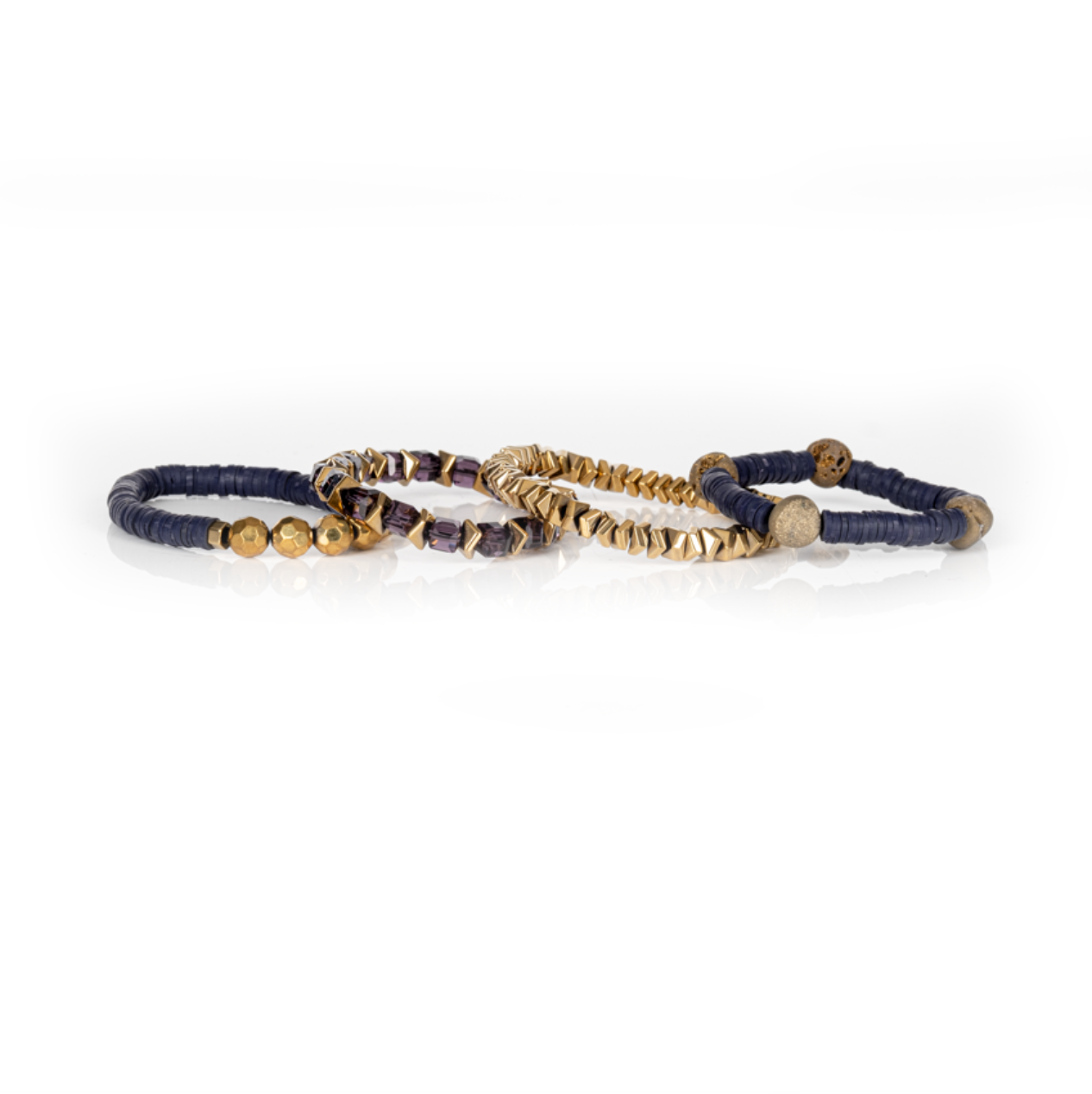 Layered Bead Stack Bracelet Midnight Gold