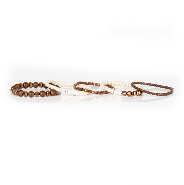 Layered Bead Stack Bracelet Raw Earth Copper