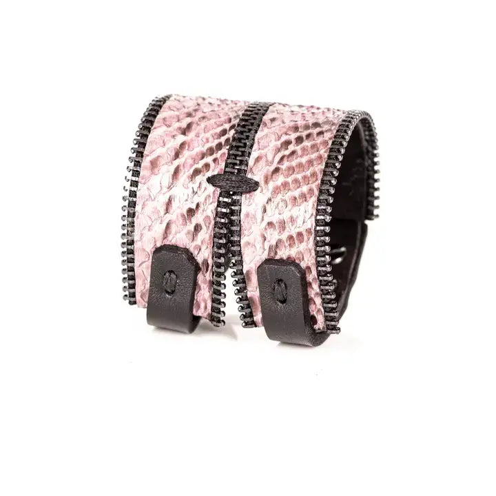 The Blush Venom II Dual Zip Python Leather Cuff