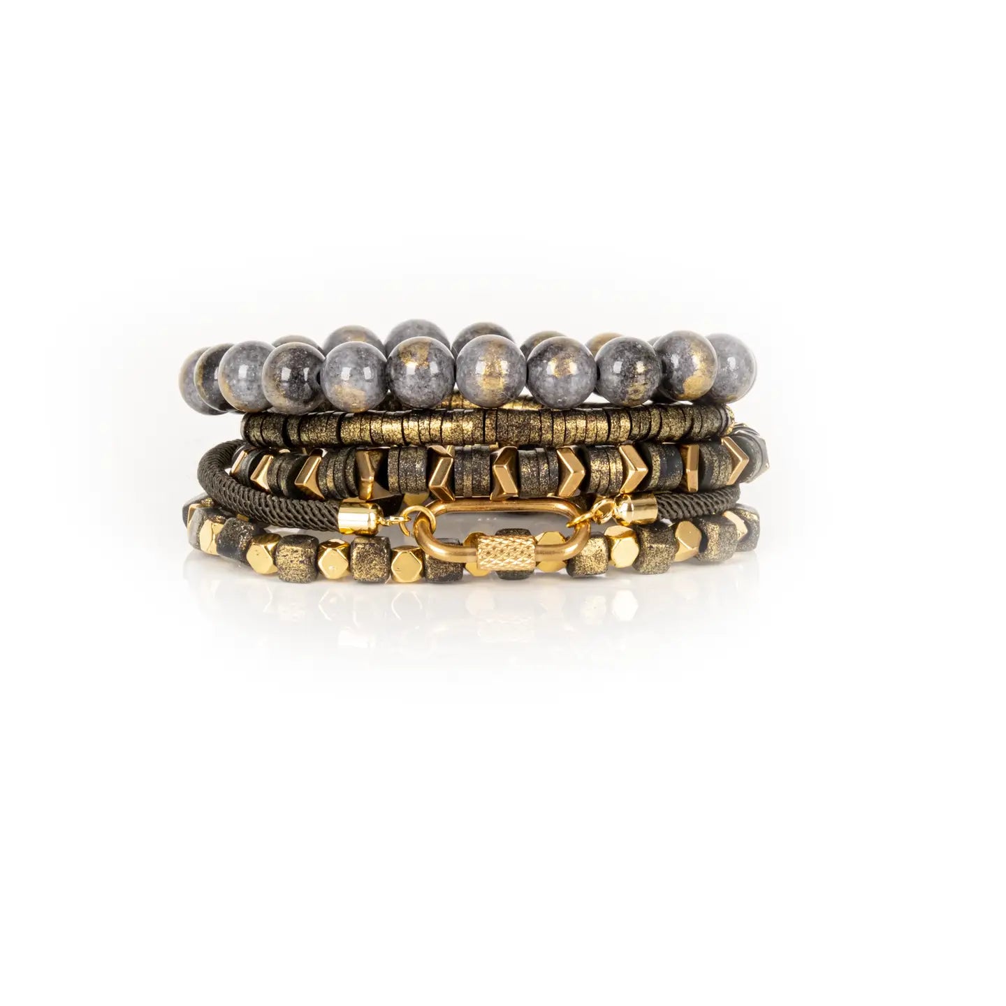Ash & Gold Authority Bead Stack Bracelet