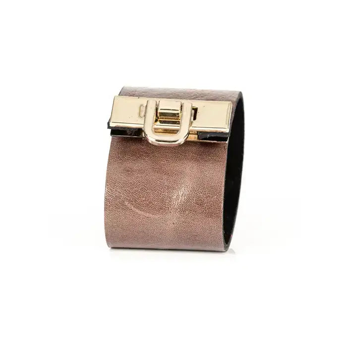 The Vault Brown Leather & Gold Clasp Bracelet