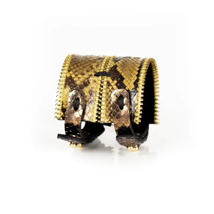 The Python Queen Gold-Edged Leather Cuff
