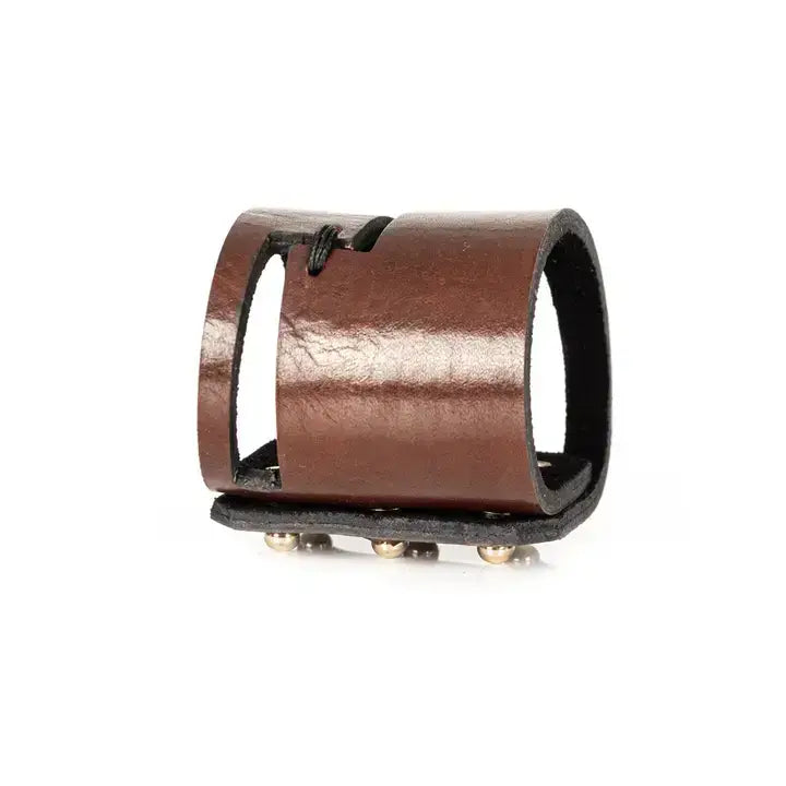 The Oath Brown Leather Cuff with Cut-Out Detailing