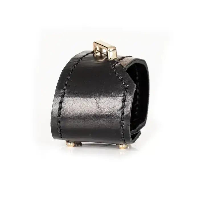 Asymmetrical Leather Cuff Black & Metallic Bronze
