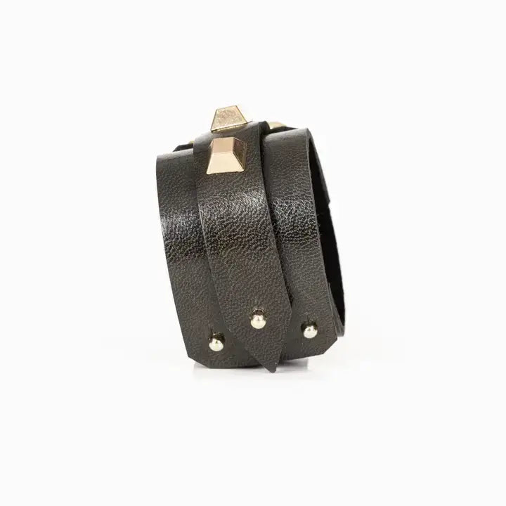 Reign Cuff Black Italian Leather Bracelet