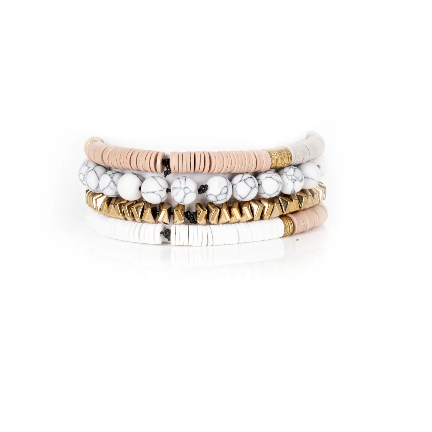 Marble Edge Gold Geometric Stack Bracelet