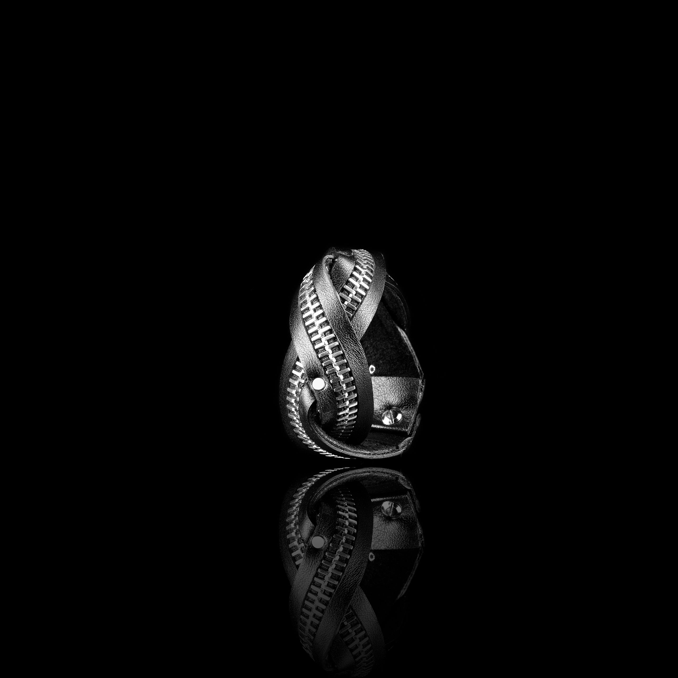 leather bracelet The hematite flame