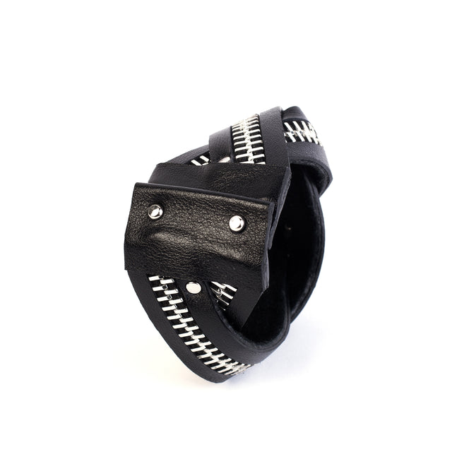 leather bracelet The hematite flame