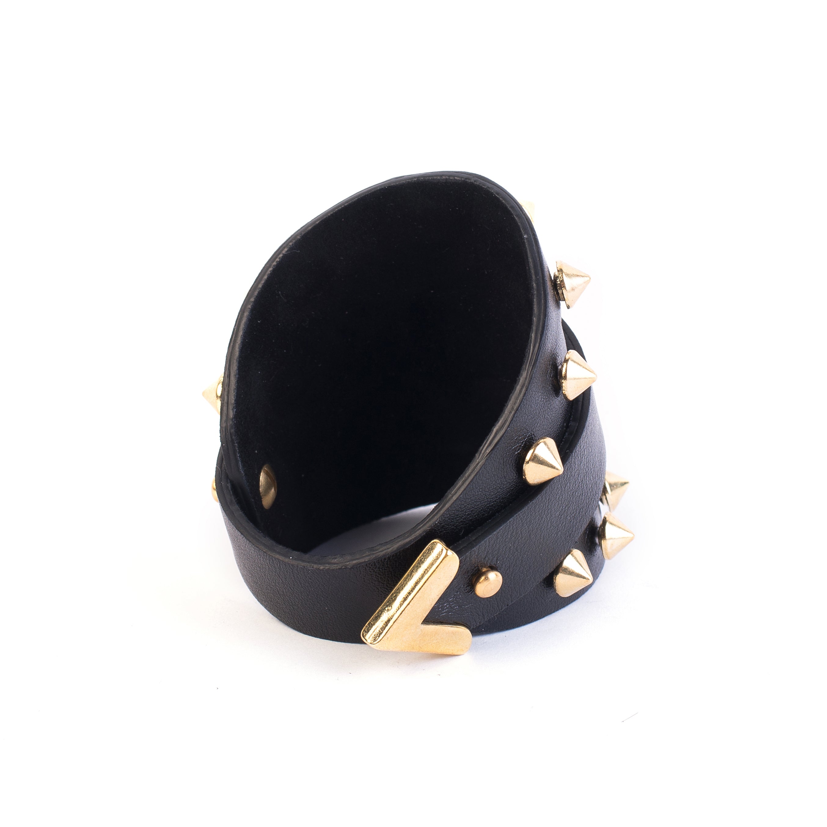 leather bracelet The obsidian gold