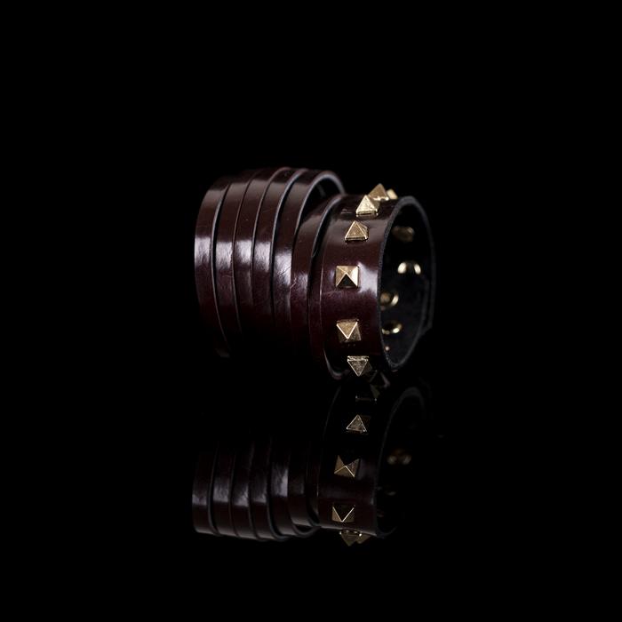 Black leather cuff bracelet with python leather detail and crystal bead embellishments, handmade statement bracelet by THE DARK