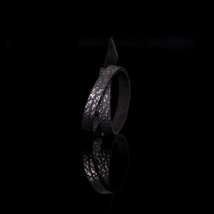 Metallic python leather wrap bracelet with gunmetal buckle closure, handmade exotic leather bracelet by THE DARK