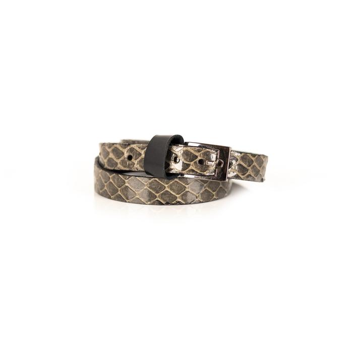 Smoky python leather wrap bracelet with gunmetal buckle closure, handmade exotic leather bracelet by THE DARK