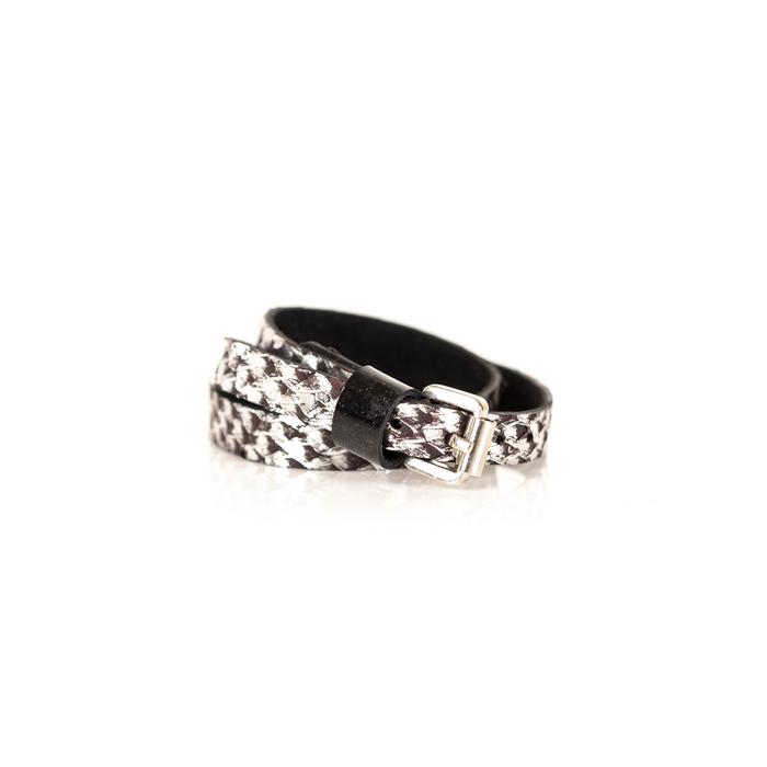 Natural python leather wrap bracelet with silver buckle closure, handmade exotic leather bracelet by THE DARK