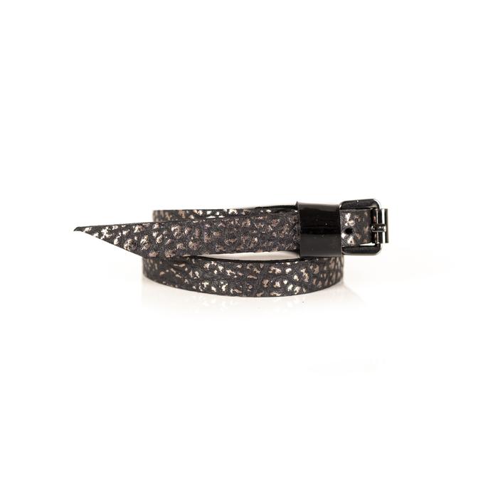 Metallic python leather wrap bracelet with gunmetal buckle closure, handmade exotic leather bracelet by THE DARK