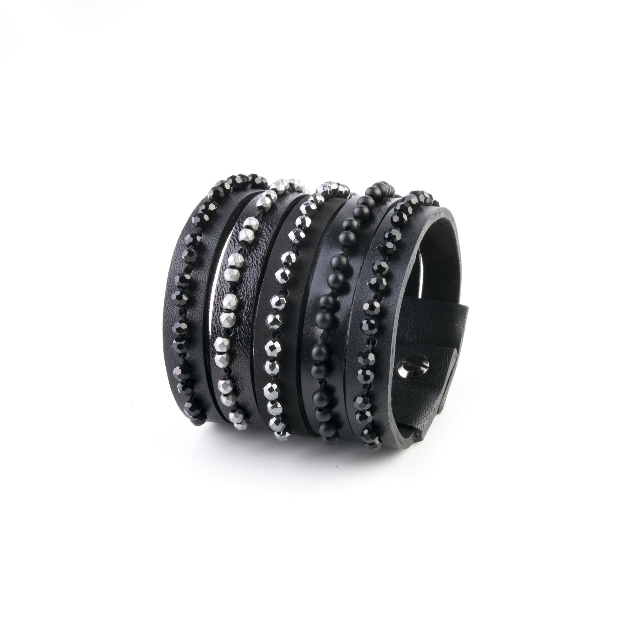 Leather bracelet The Zircon Twirl