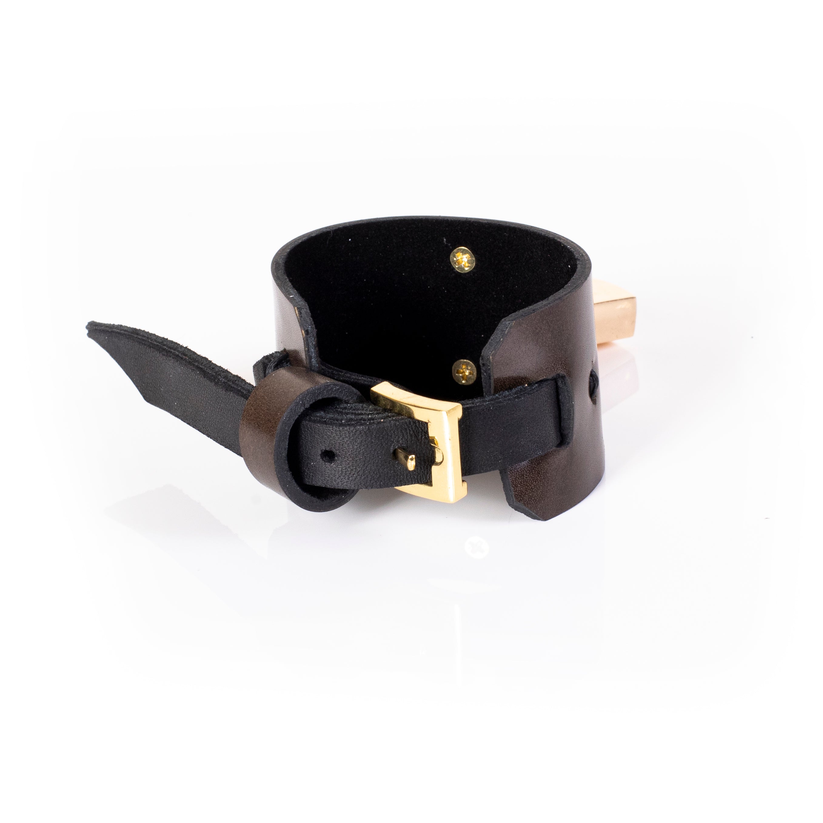 Brown leather cuff bracelet with crystal stones and padlock detail, handcrafted wide statement bracelet for women