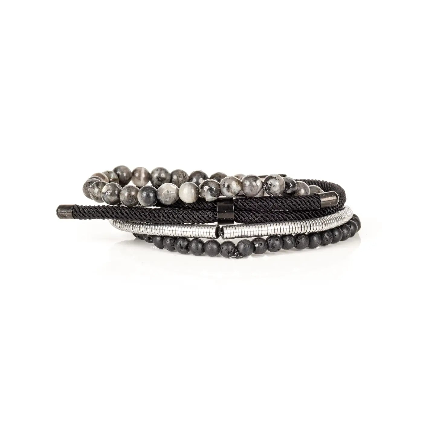 Iron Storm Men’s Bracelet Set Black Lava Hematite