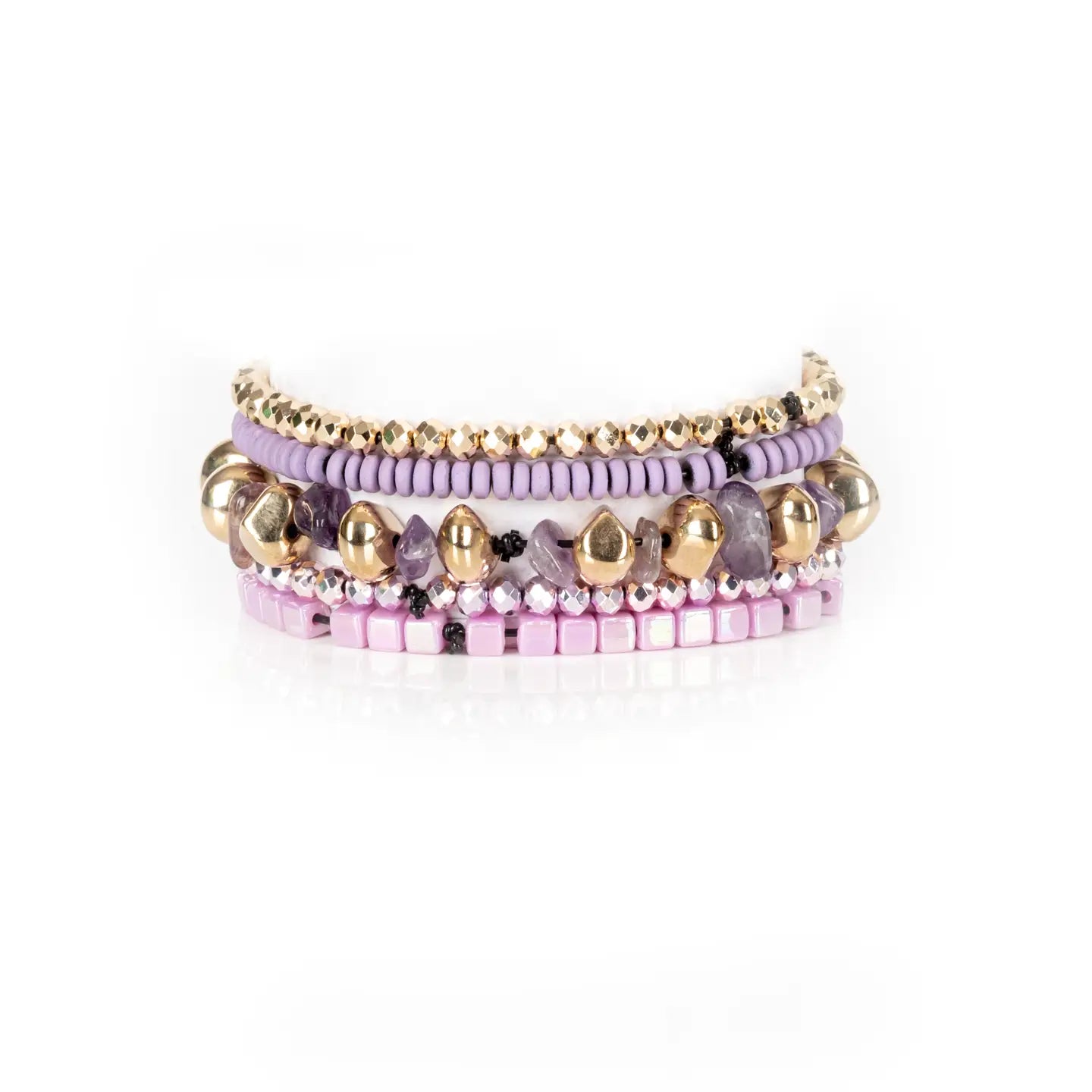 Lilac Crystal & Gold Luxe Stack Bracelet