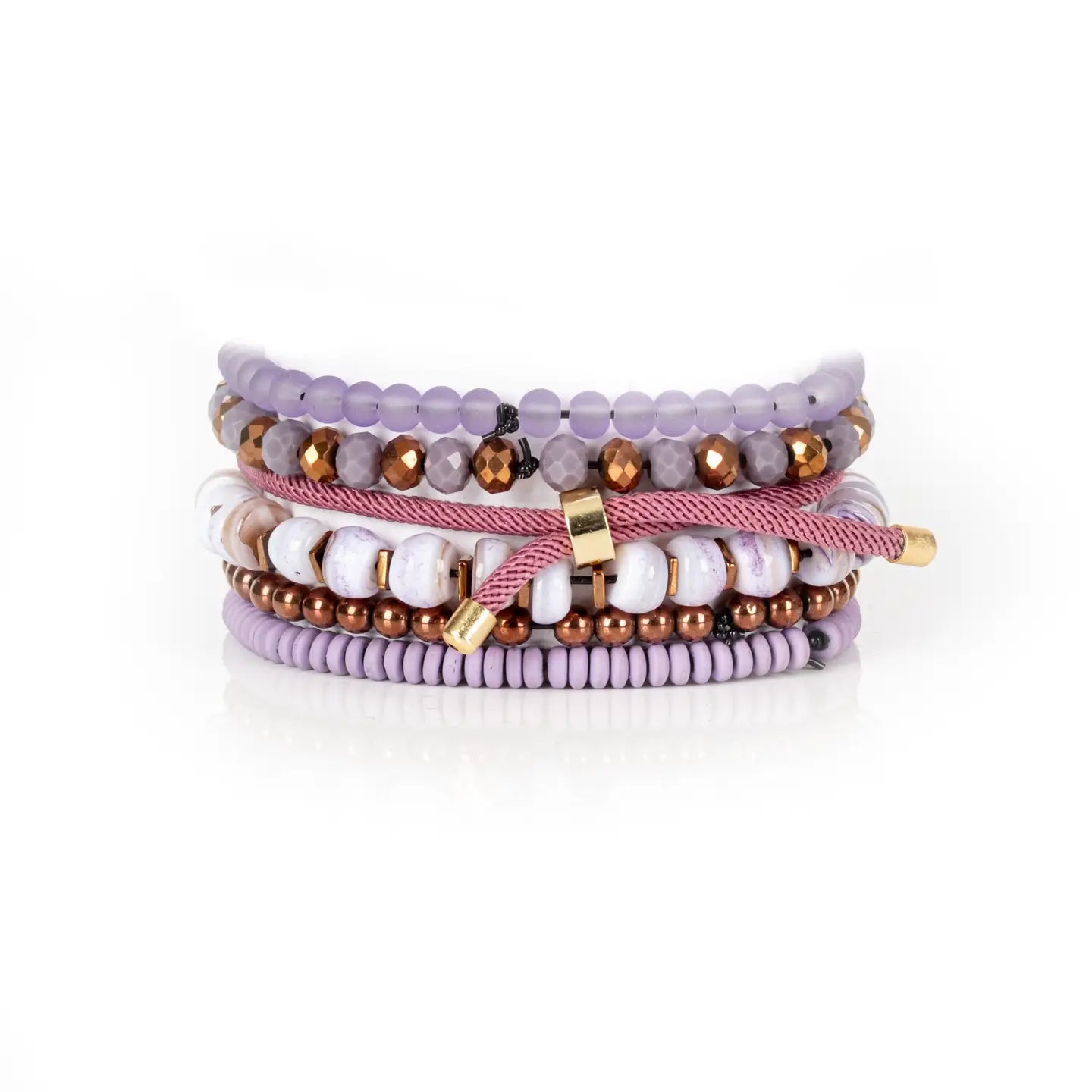 Lavender Blush & Rose Gold Butterfly Stack Bracelet Set