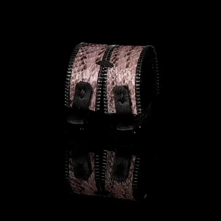 The Blush Venom II Dual Zip Python Leather Cuff