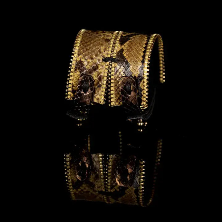 The Python Queen Gold-Edged Leather Cuff