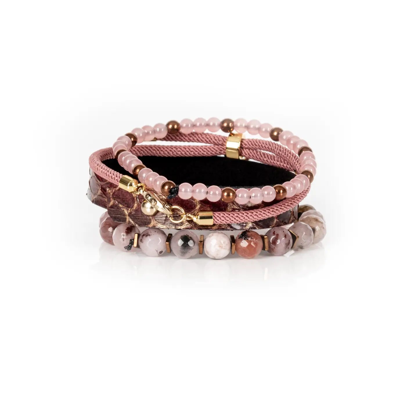 Blush Python Multi-Layer Bracelet Stack Rose & Gold