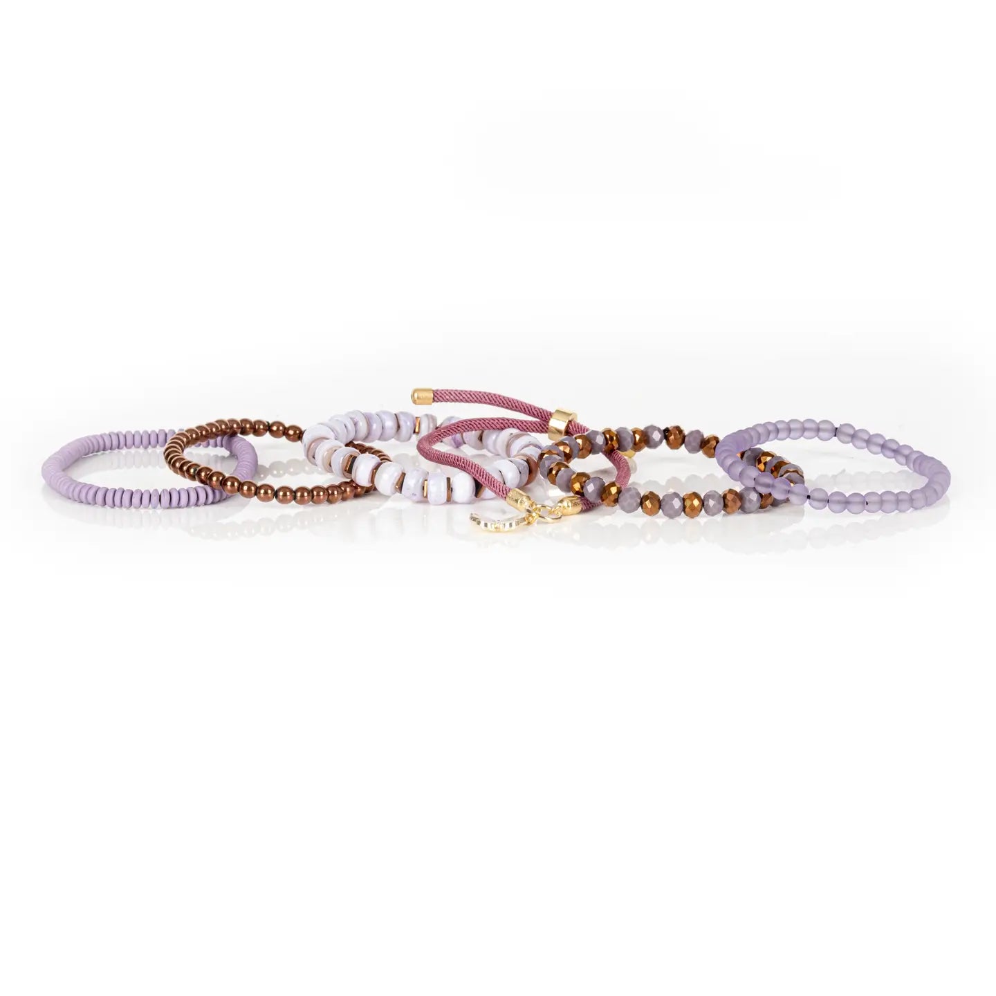 Lavender Blush & Rose Gold Butterfly Stack Bracelet Set