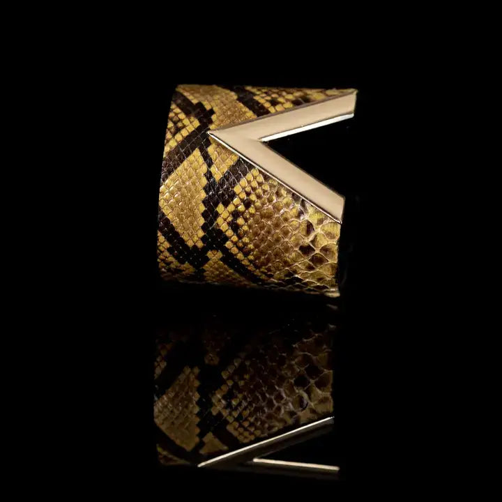 The Viper Strike Gold Python Leather Cuff