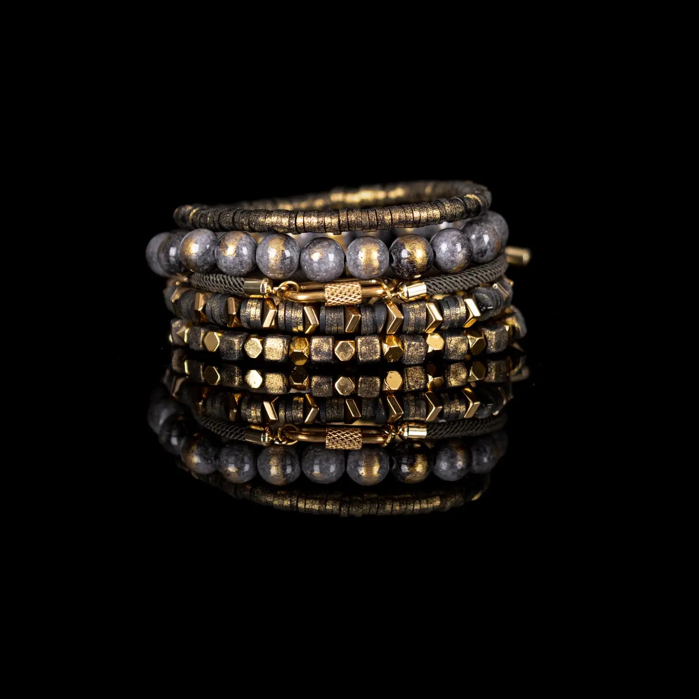 Ash & Gold Authority Bead Stack Bracelet