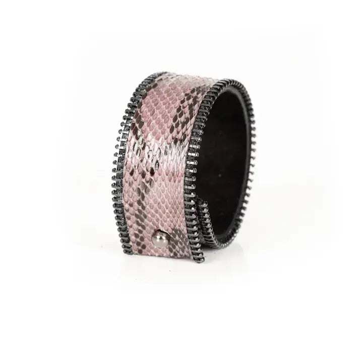 The Blush Venom Pink Python Leather Cuff