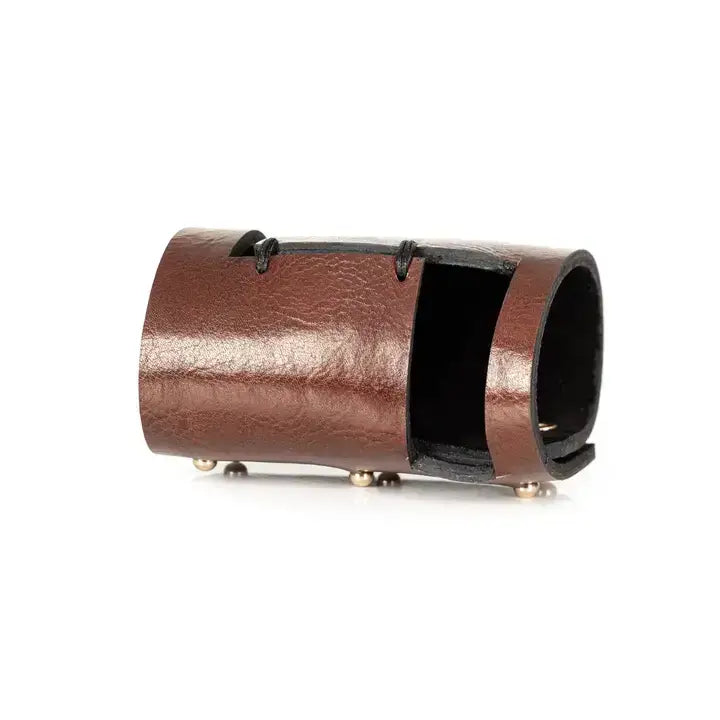 The Rusted Oath Brown Leather Cuff with Cut-Out Detailing