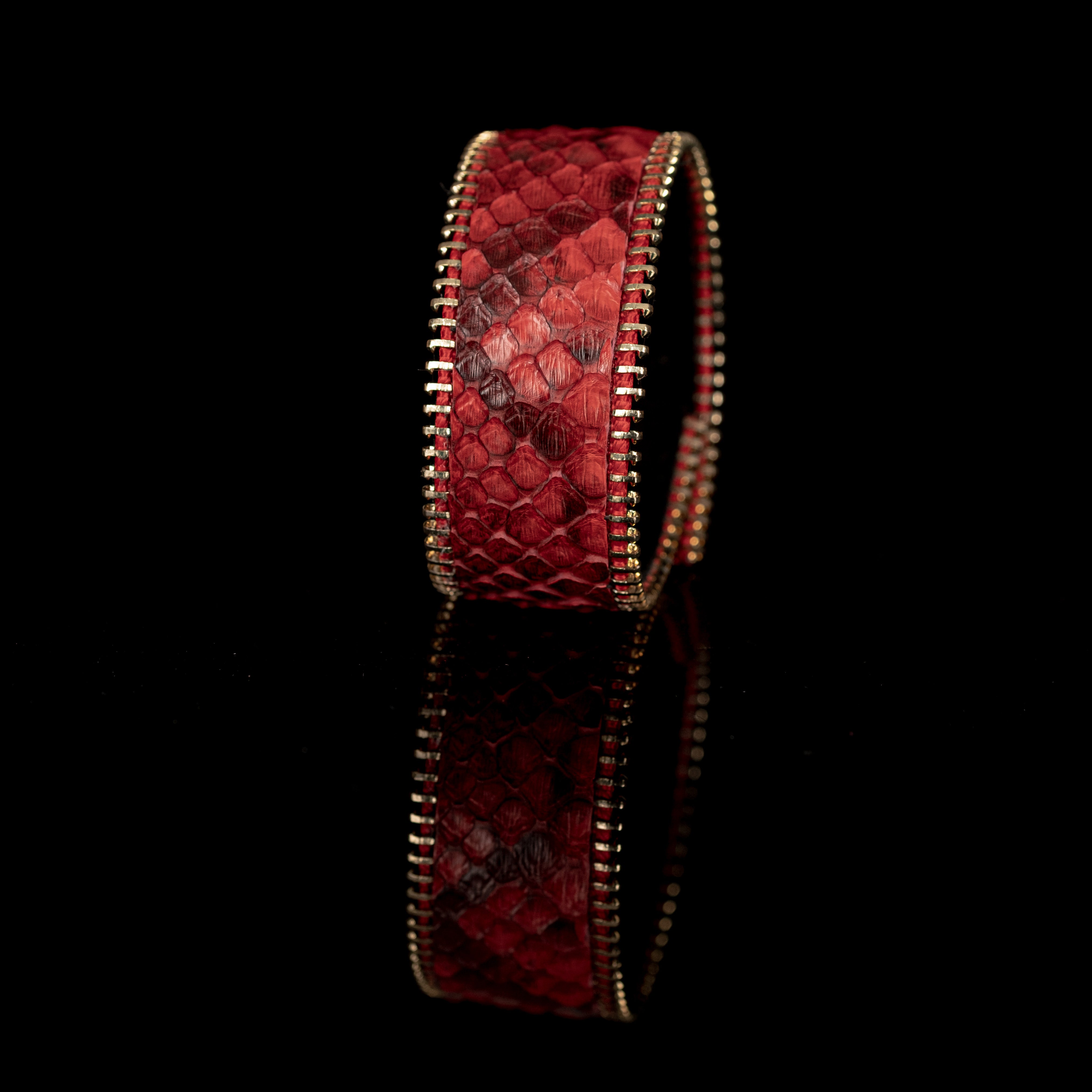 Scarlet Edge Cuff Red Python Leather Bracelet