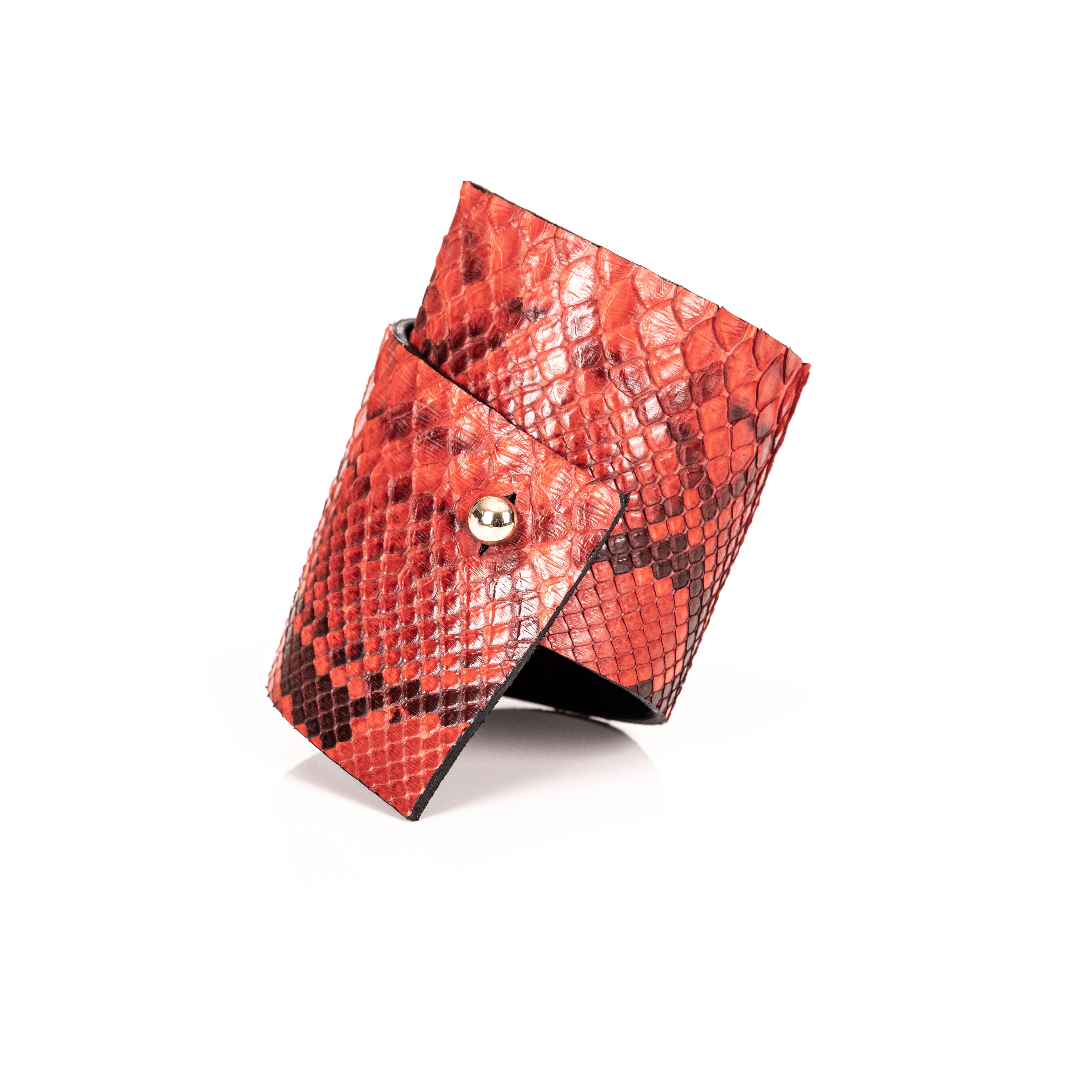 Fire Python Cuff Red Python Leather Statement Bracelet