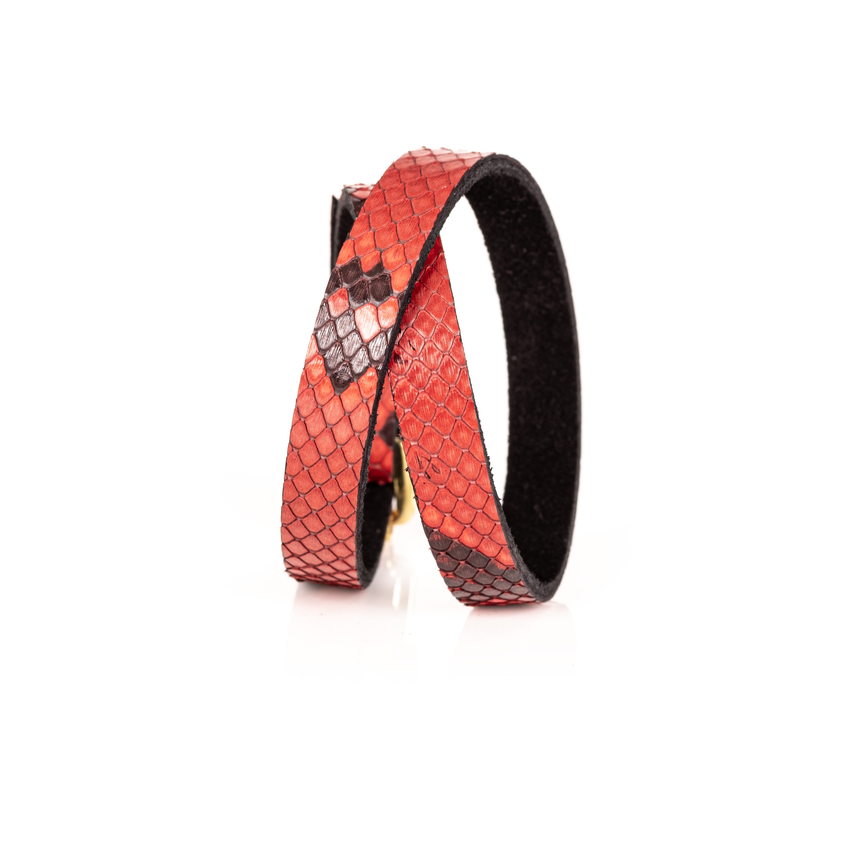 Scarlet Serpent Wrap Red Python Leather Women’s Bracelet