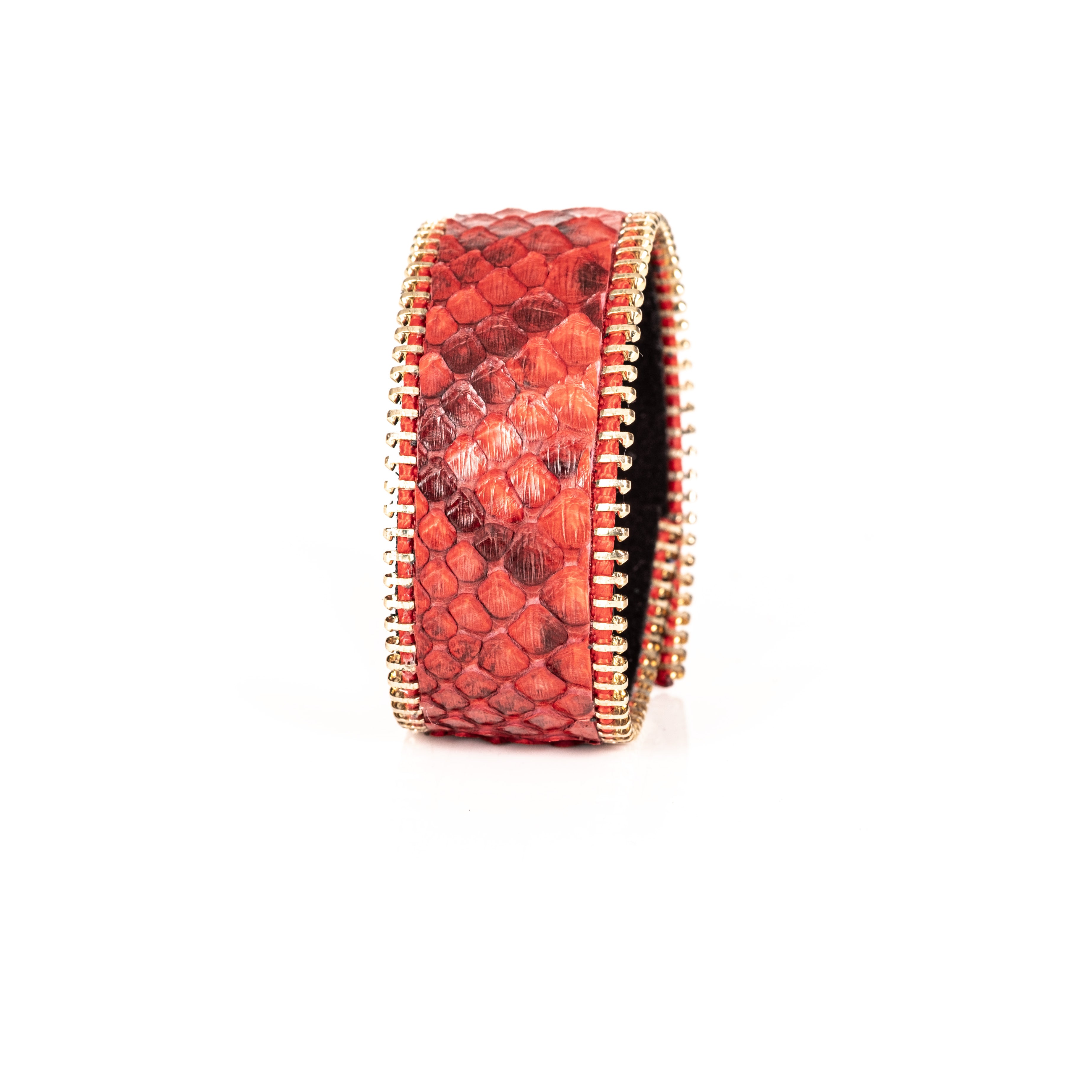 Scarlet Edge Cuff Red Python Leather Bracelet