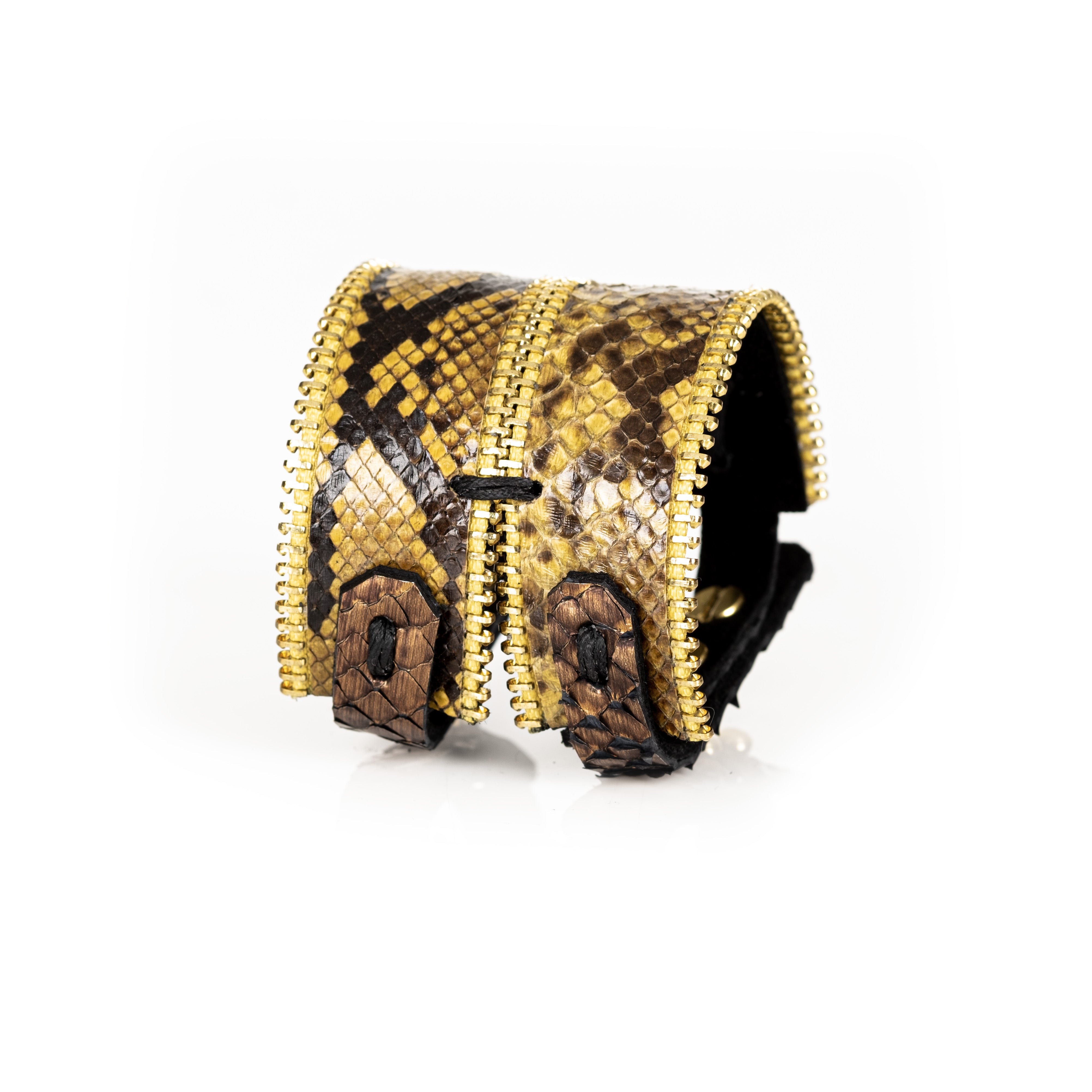 The Python Queen Gold-Edged Leather Cuff